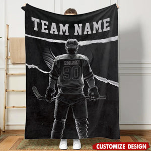 Personalized Hockey Player Blanket, Gift For Hockey Lovers,Players