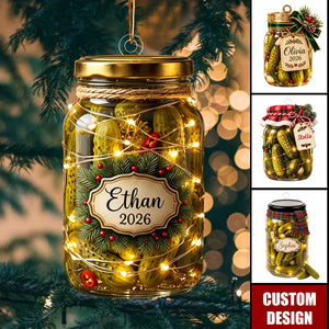 Personalized Christmas Pickle Jar Acrylic Ornament