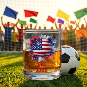 Personalized Soccer Whiskey Glass - Country Flags Gift For Soccer Lovers