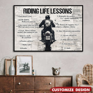 Personalized Motivational Quote Riding Life Lessons Poster - Gift For Biker
