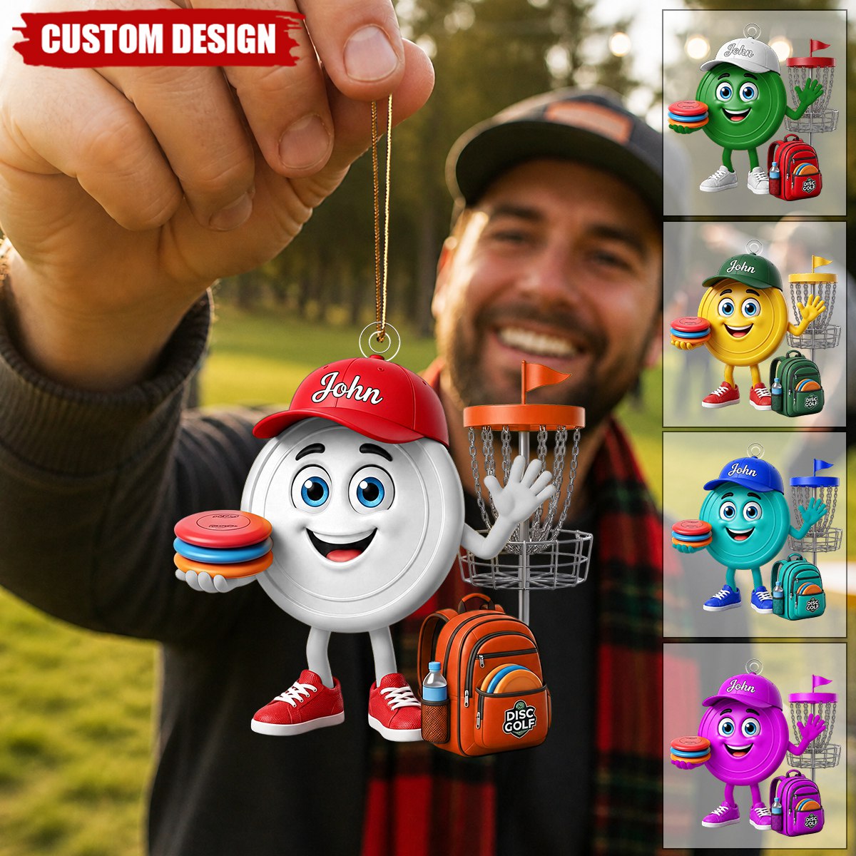 Personalized Cute Disc Golf Ball Mascot Ornament - Gift for Disc Golf Lover - New Release