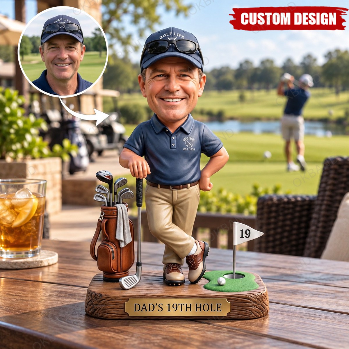 Personalized Golf Dad 2D Acrylic Plaque, Custom Photo Gift For Golf Lovers