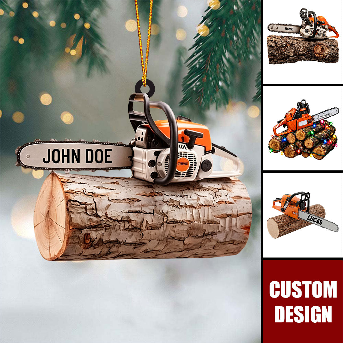 Personalized Arborist Chainsaw Ornament, Lumberjack Gift