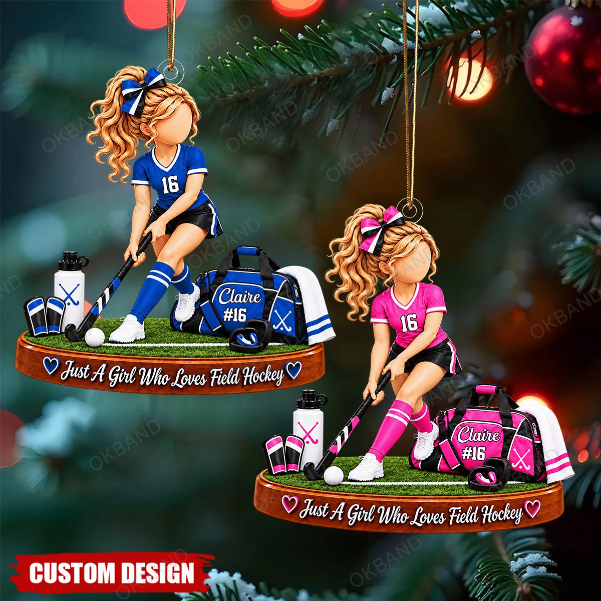 Personalized Field Hockey Girl Ornament, Just A Girl Who Loves Hockey Ornament