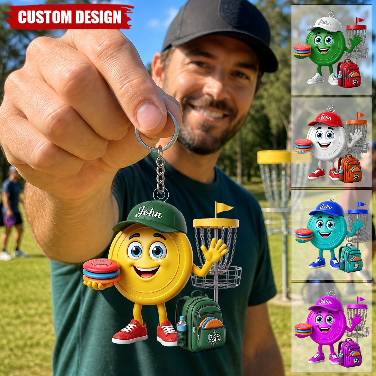 Personalized Cute Disc Golf Ball Mascot keychain - Gift for Disc Golf Lover - New Release