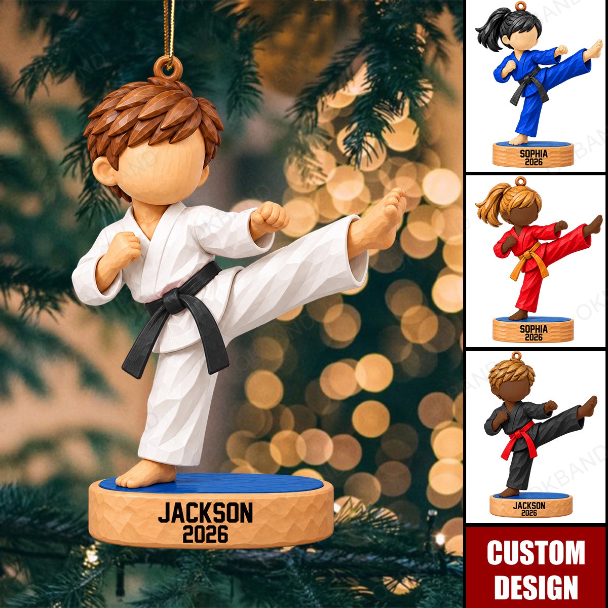 New Personalized Black Belt Christmas Ornament - Taekwondo,Karate Gift