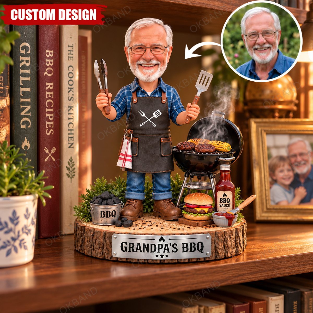 Personalized BBQ Dad Acrylic Plaque, Custom Photo Grill Master Sign, Backyard Barbecue Decor