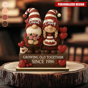 Personalized Growing Old Together Couple Plaque | Standing Wood Sign, Gift For Couples And Grandparents
