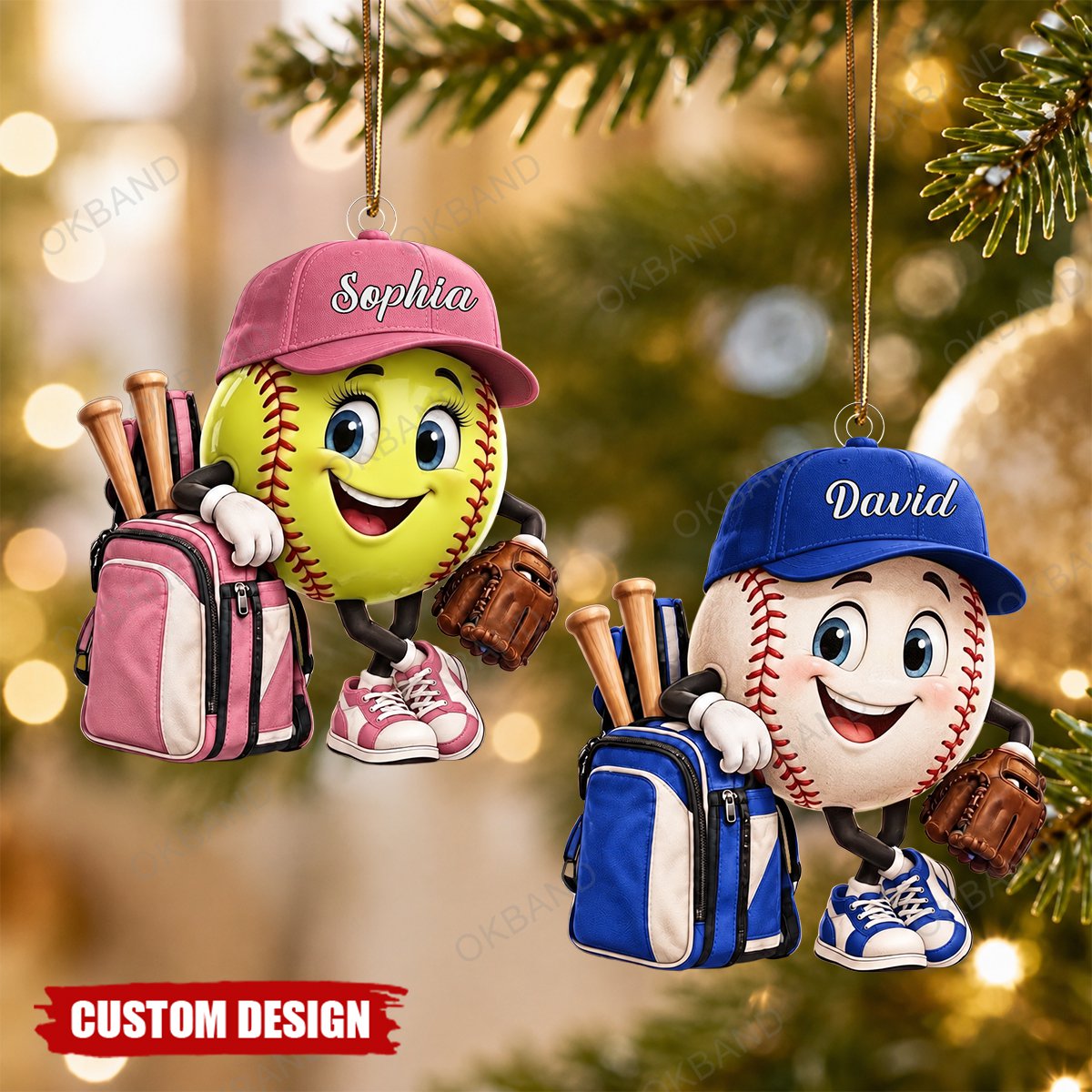 Personalized Softball Baseball Player Acrylic Ornament