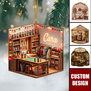 Personalized Holiday Sewing Room Ornament - Sewing Lover Gift