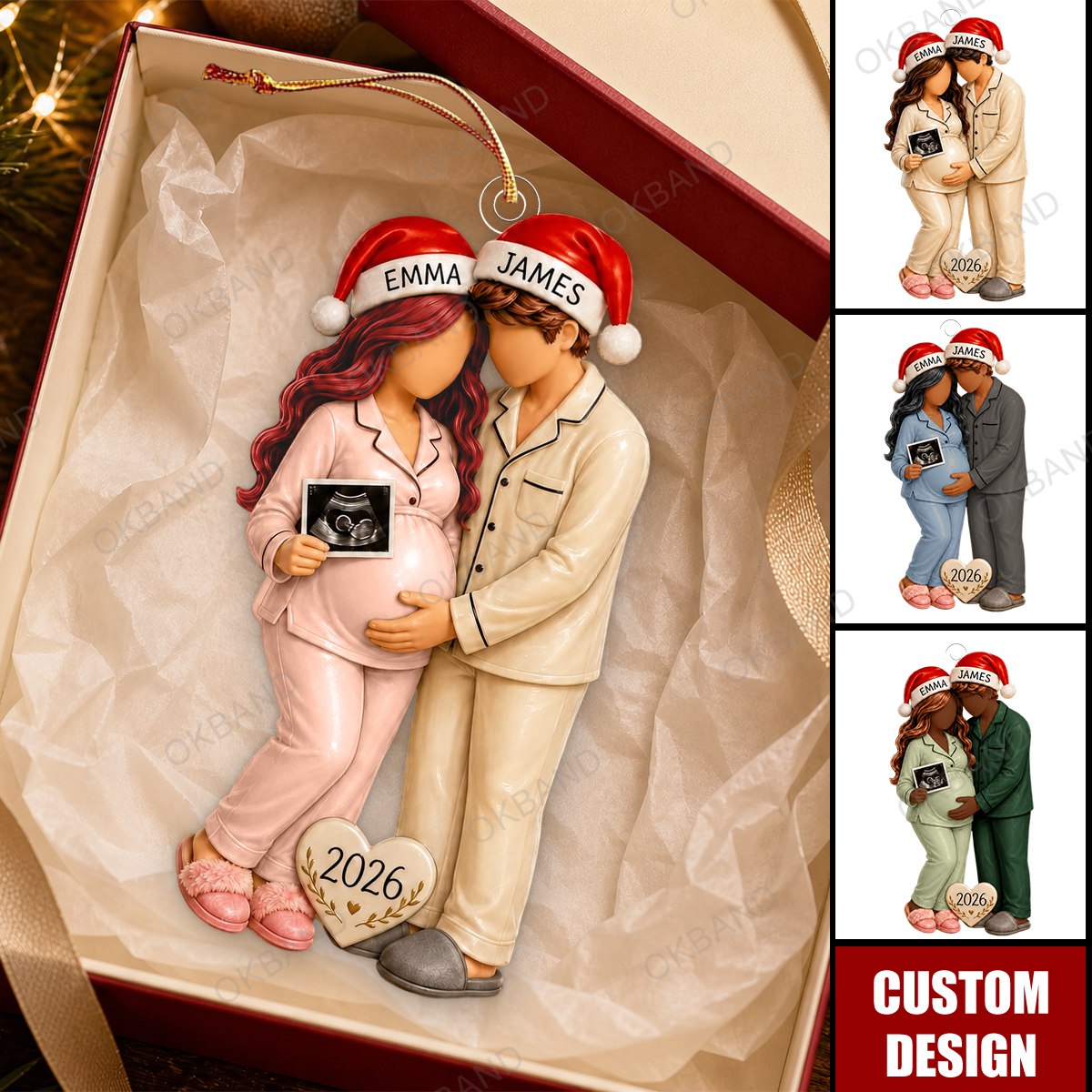 Personalized Pregnancy Ornament, Expecting Parents Gift, Baby Announcement
