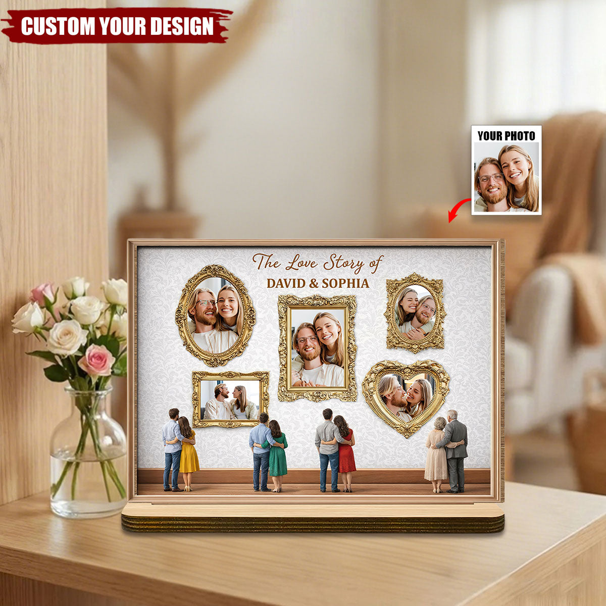 The Love Story Of Us Personalized Wooden Plaque