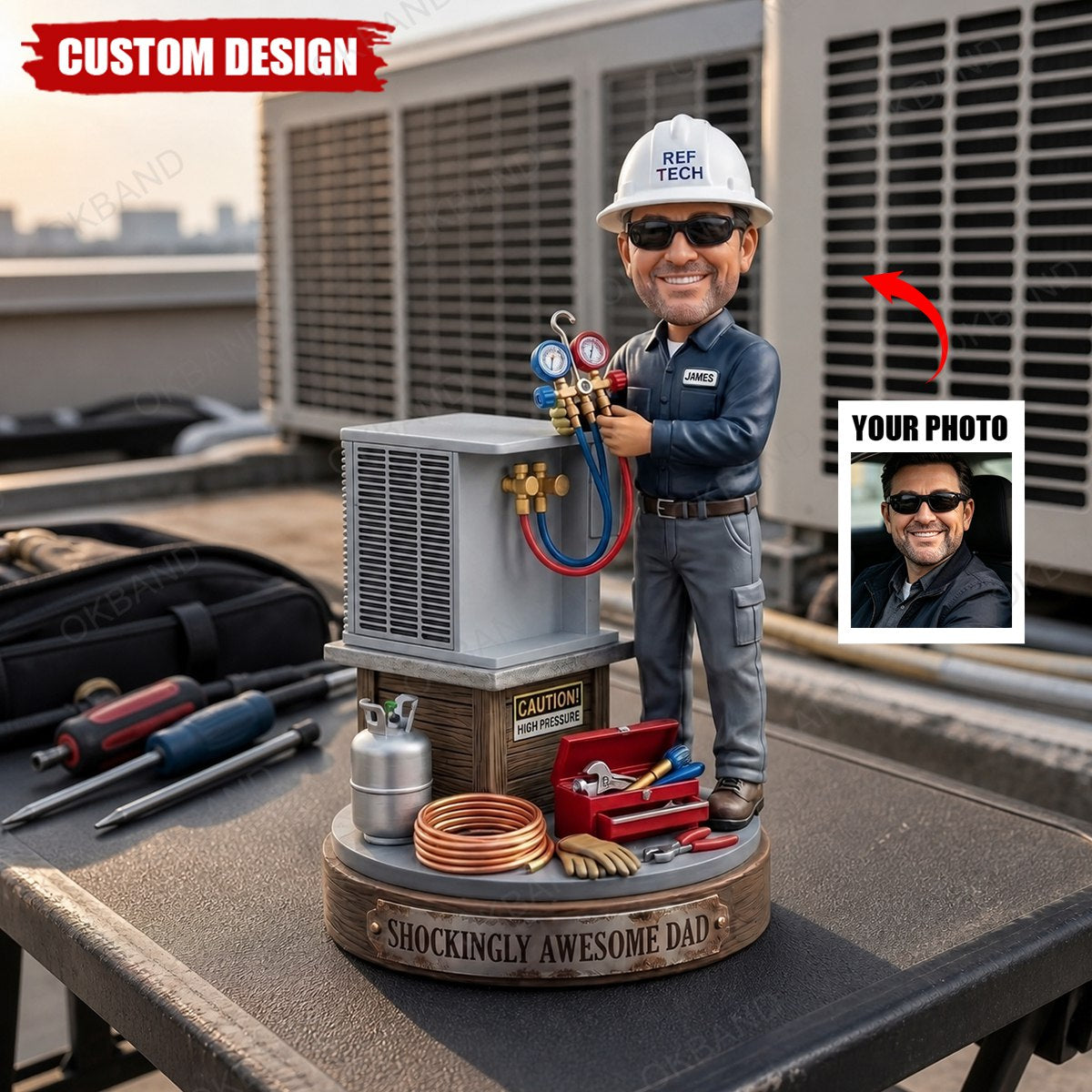 Personalized HVAC Work Shirt Acrylic Plaque - Gift for Installer Refrigeration or Service Technician
