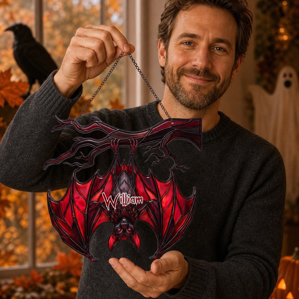 Personalized Bat Acrylic Suncatcher - Gift For Gothic Witchy Bat Lovers
