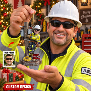 Personalized Lineman Dad Acrylic Ornament, Maintenance Worker , Electrician Award, Lineman Gift