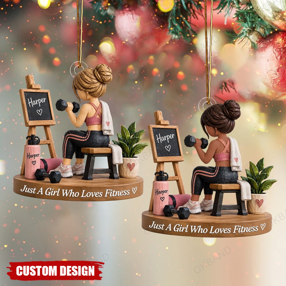 Personalized Fitness Girl Ornament, Gym Lover Gift for Women