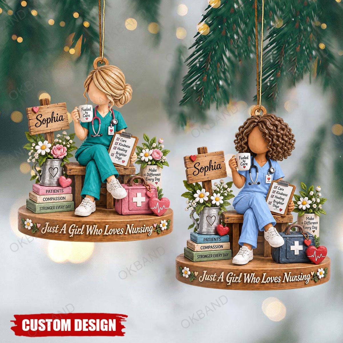 Personalized Nurse Ornament, Just A Girl Who Loves Nursing, Nurse Appreciation Gift for Her