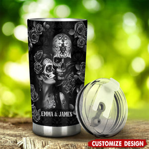 It's You & Me - Personalized Skull Tumbler - Gift For Couple