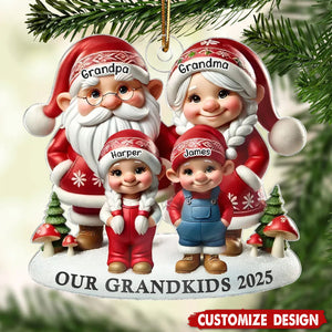 Grandma Grandpa And Grandkids Christmas Personalized Acrylic Ornament