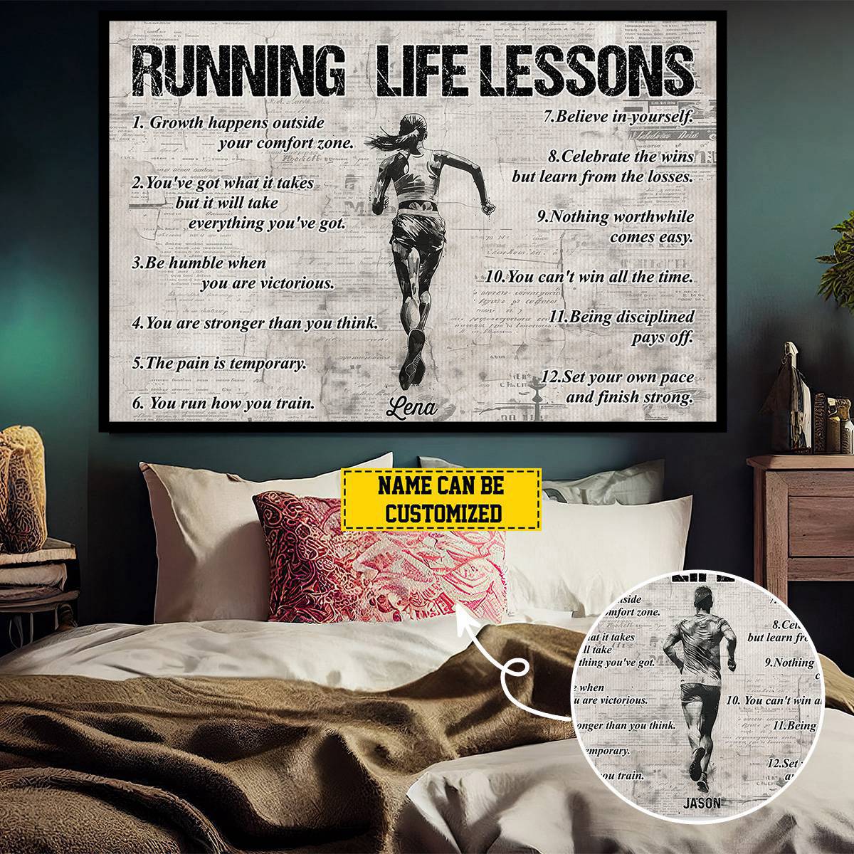 Personalized Running Life Lessons Poster-Gift For Running Lovers - OKBANDS
