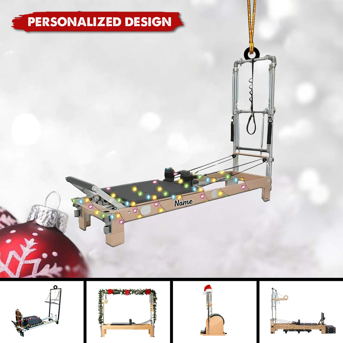 New Release Personalized Pilates Equipment Hanging Christmas Ornament-Gifts For Pilates Lover
