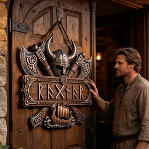 Viking Style Wooden Sign - Personalized Gifts For Warriors