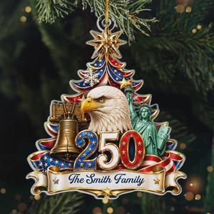 Custom Acrylic Ornament - Personalized America 250th Anniversary Christmas Gifts For Mom, Dad, Brother, Sister - Strong Roots Proud Family