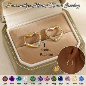 Personalized Birthstone Heart Earrings-Mother's Day Gift Idea