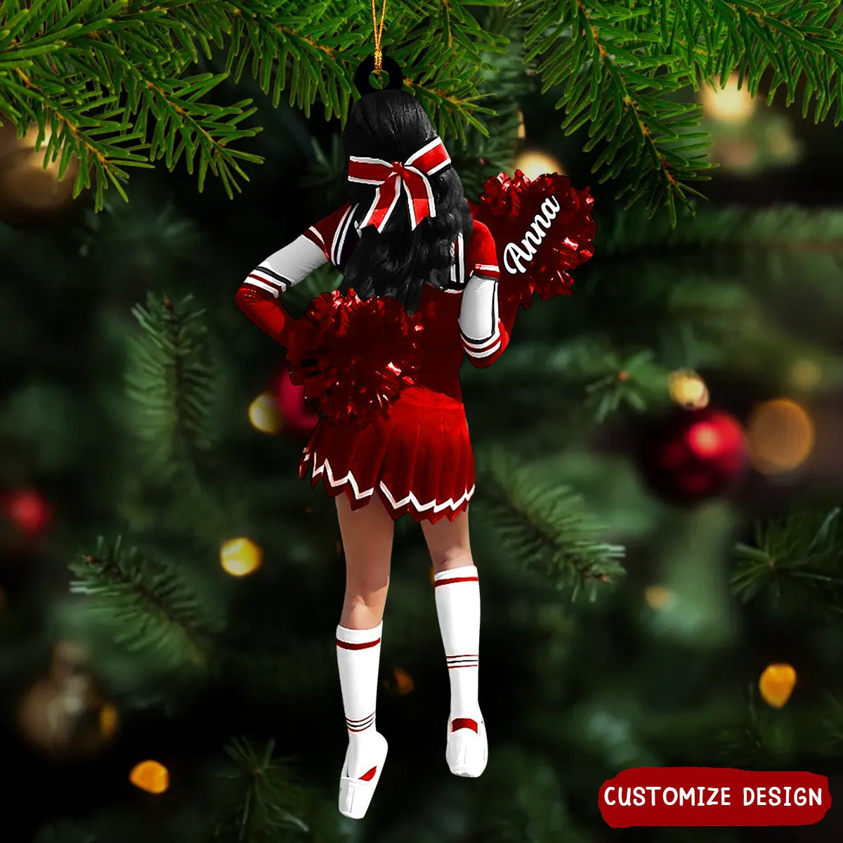 Personalized Cheerleading Pom pom Girl Christmas Ornaments - New