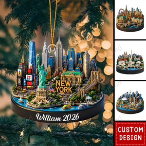 New Release - Personalized World Landmark Christmas Ornament
