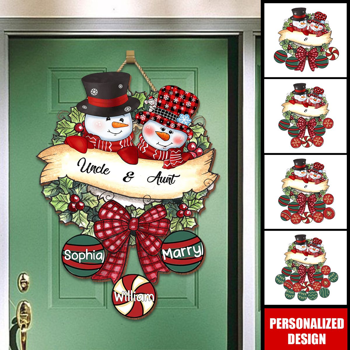 2025New Release Snowman Grandpa & Grandma Mom & Dad-Christmas Ball Kids Personalized Wood Sign