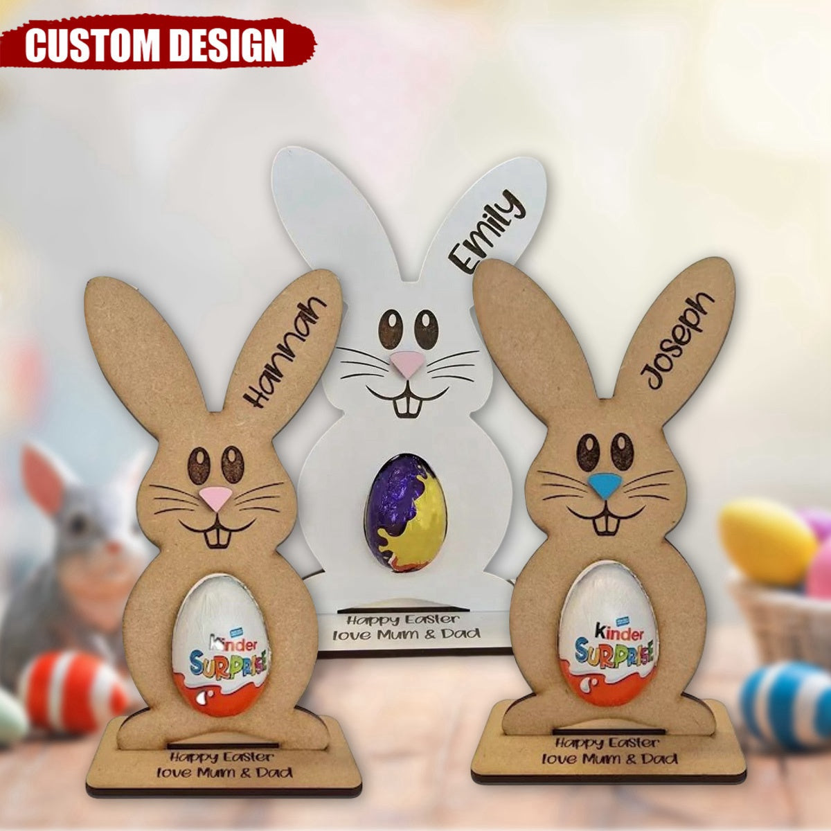 Personalized Bunny Easter Creme Egg Holder, Gifts For Kids