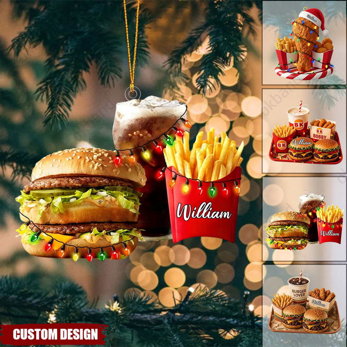 New Release - Personalized Fast Food Christmas Ornament