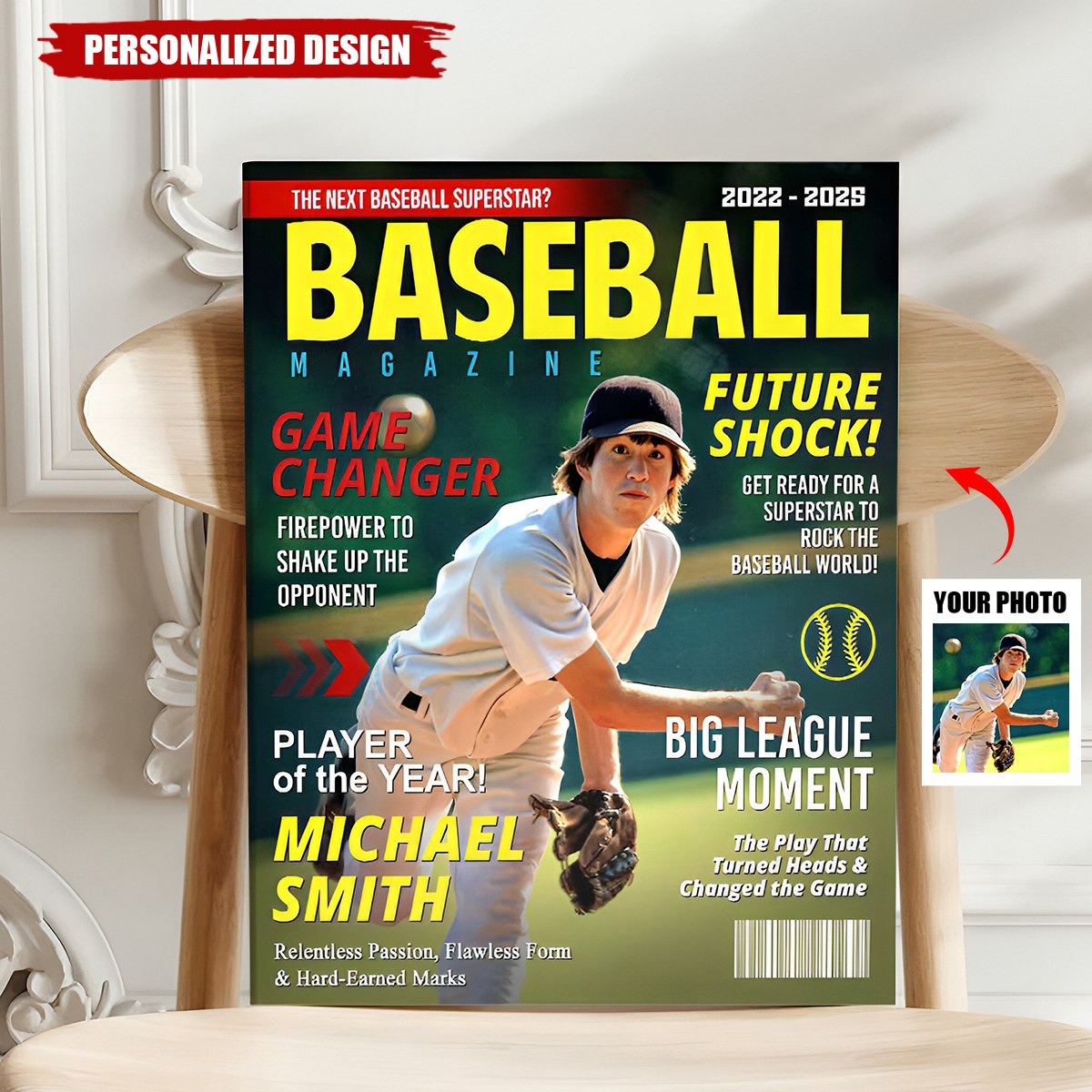 Custom Baseball Magazine Cover, Graduation Gifts for Baseball Player