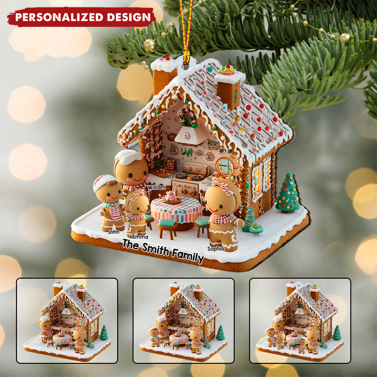 Ginger Bread Family - Personalized Family Ornament