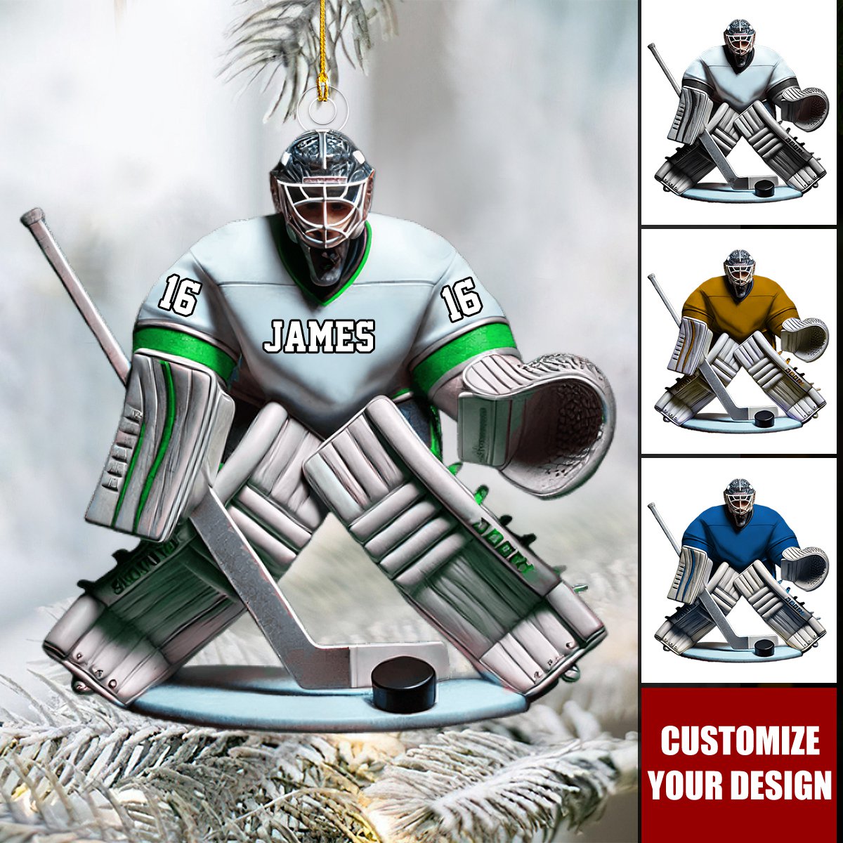 Personalized Hockey Goalie Christmas Ornament