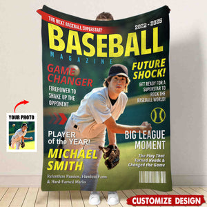 Personalized Baseball Magazine Cover Blanket - Gifts for Baseball Lovers