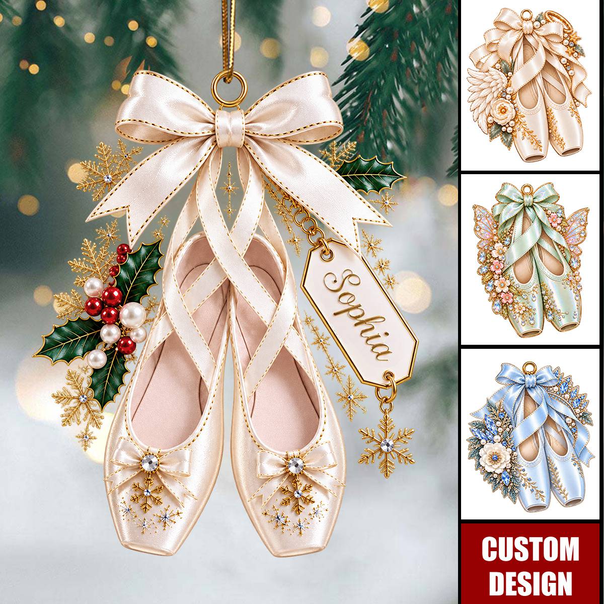 Personalized Ballet Shoes Ornament - Ballerina Christmas Ornament