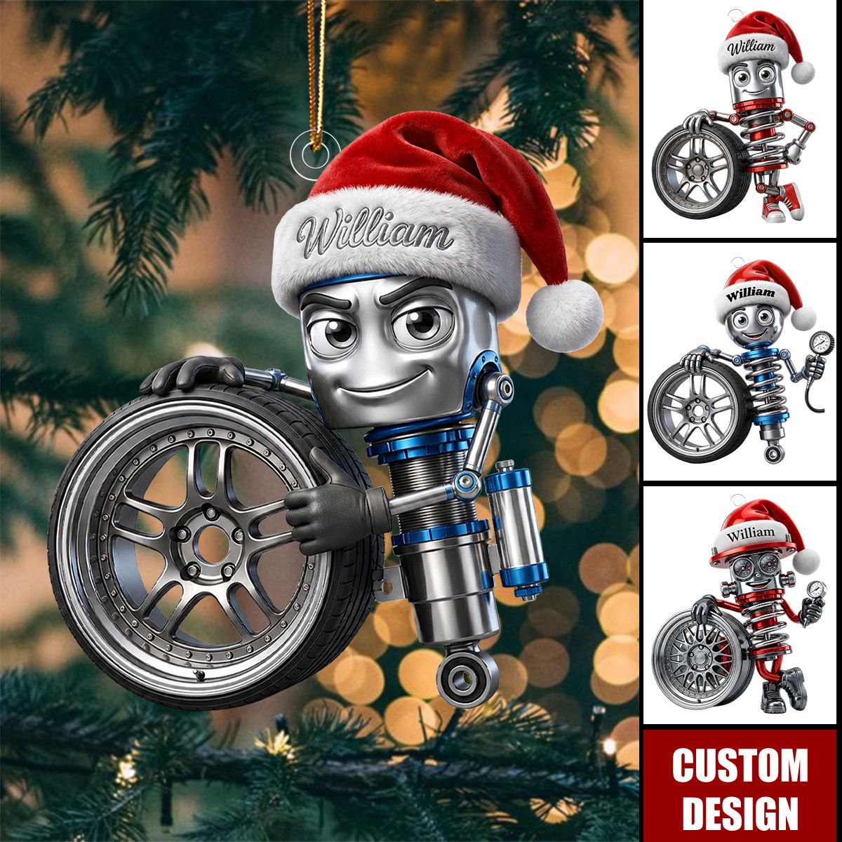 Personalized Car Guy Ornament, Custom Mechanic Christmas Ornament