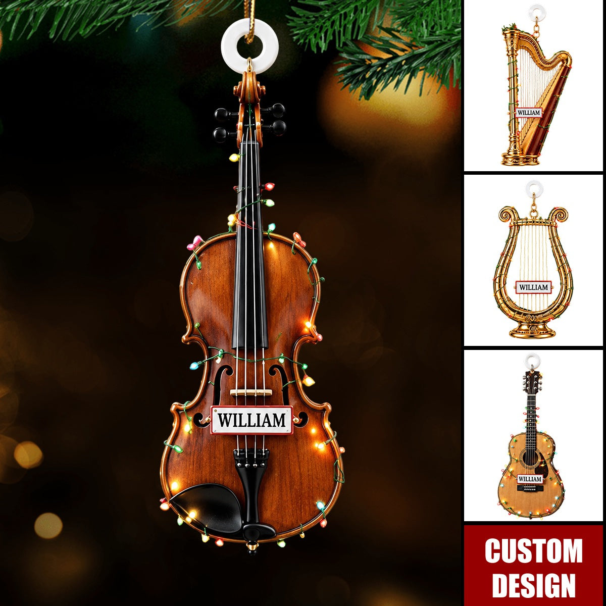 Personalized Musician Christmas Ornament, Custom Musical Instrument Xmas Tree Gift For Music Lovers