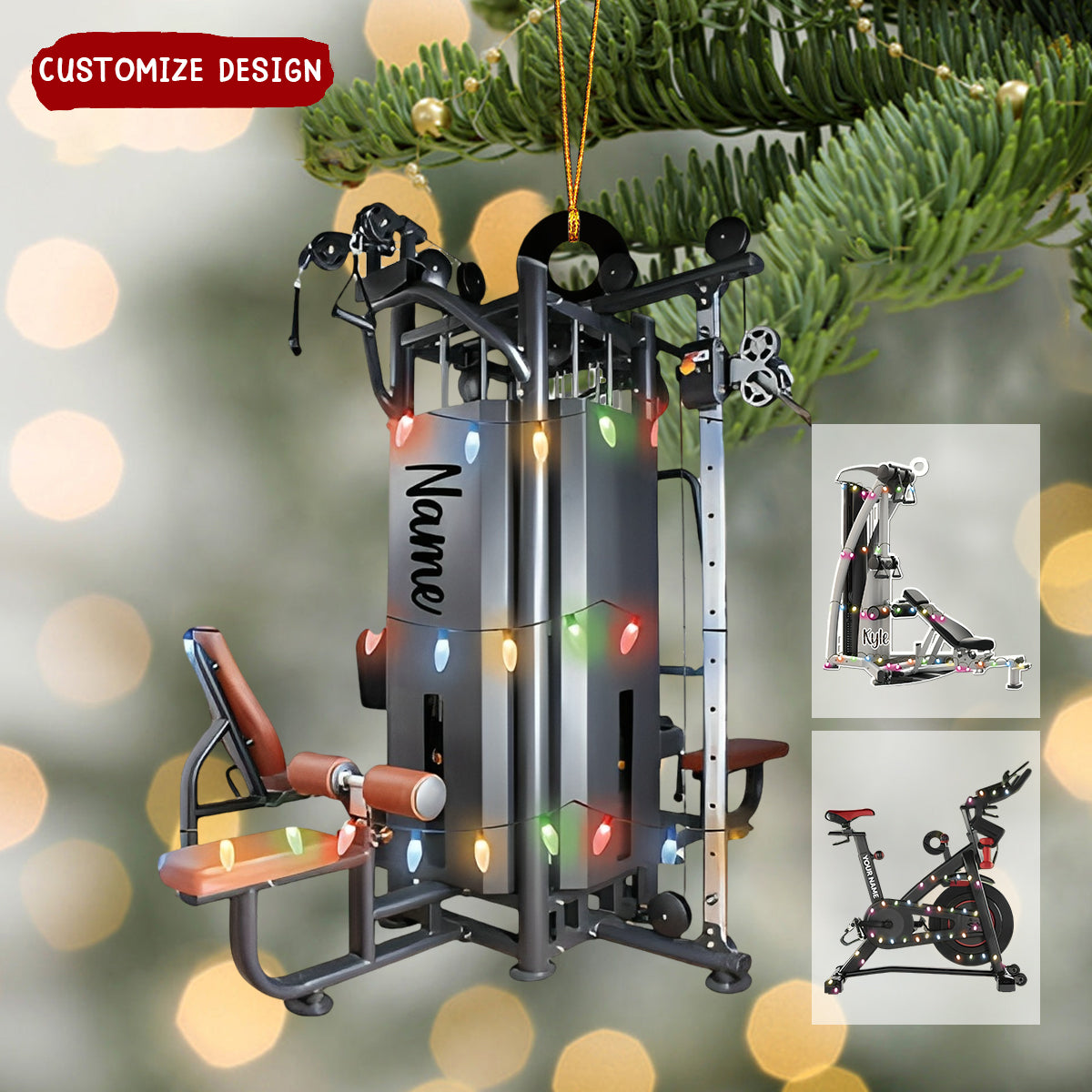 Personalized Exercise Equipment Gym Christmas Ornament , Fitness Keepsake, Gift For Gym Lovers - 2024 New Release