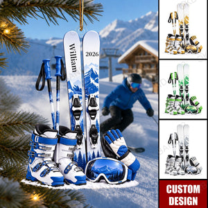 Personalized Skiing Gear Ornament, Skiing Player, Ski Lift Lover Gift