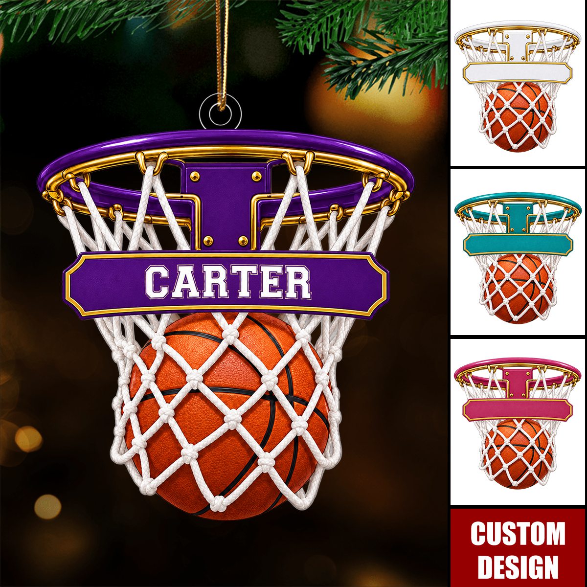 Personalized Basketball Hoop Ornament - Gift for Players and Coaches