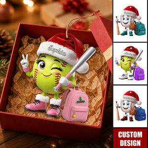 New Release - Personalized Cute Baseball Softball Mascot Christmas Ornament - Gift for Baseball Softball Lover