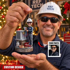 Personalized HVAC Work Acrylic Ornament - Gift for Installer Refrigeration or Service Technician