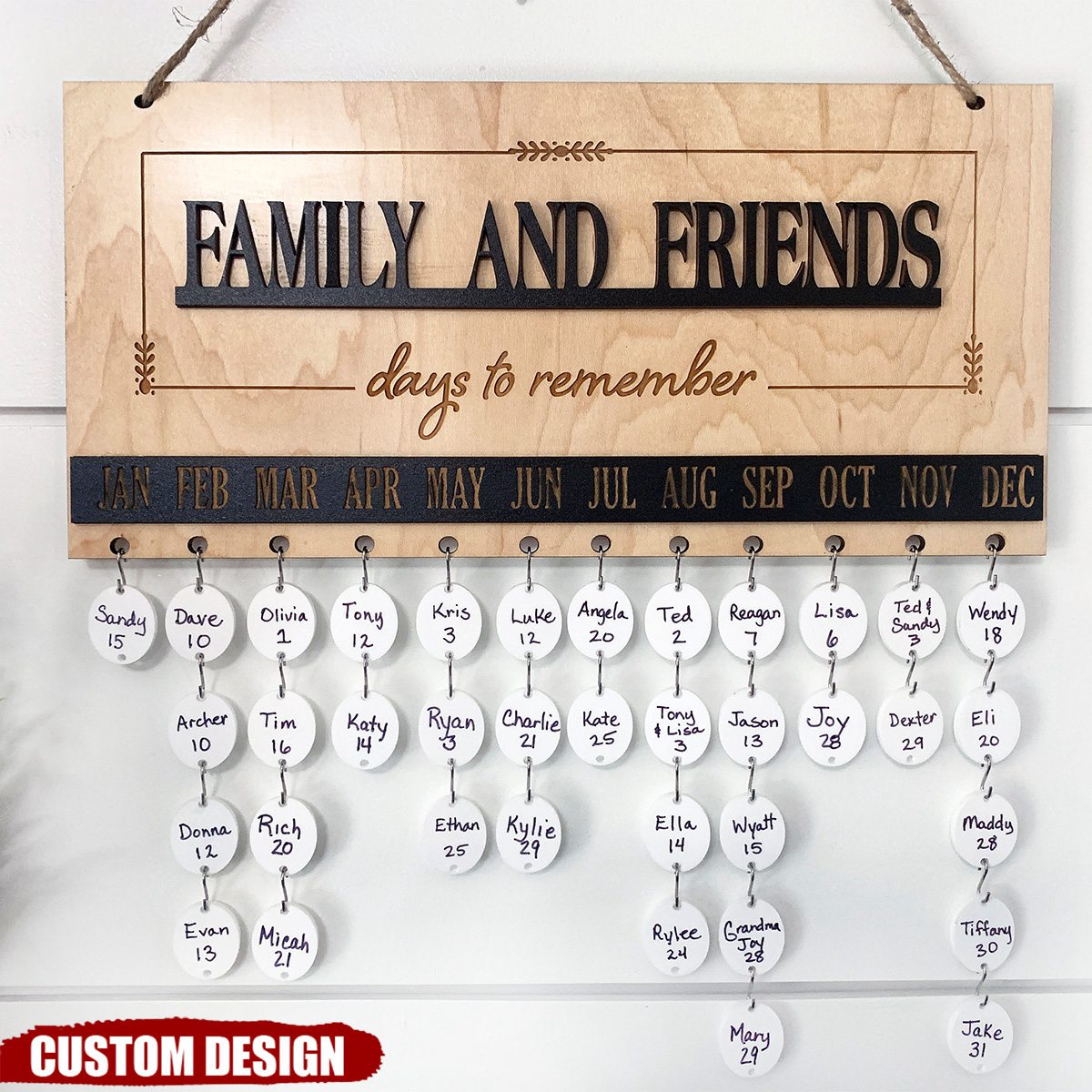 Days to Remember Farmhouse Calendar Birthday Personalized Wall Hanging Calendars, Christmas Gift for Family and Friends