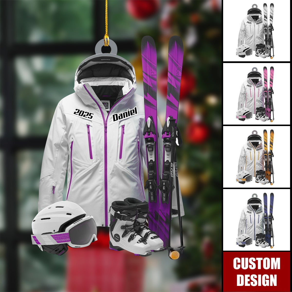 Personalized Ski Equipment Christmas Ornament
