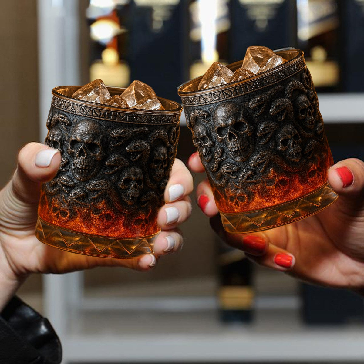 Snake and Skull Whiskey Glass