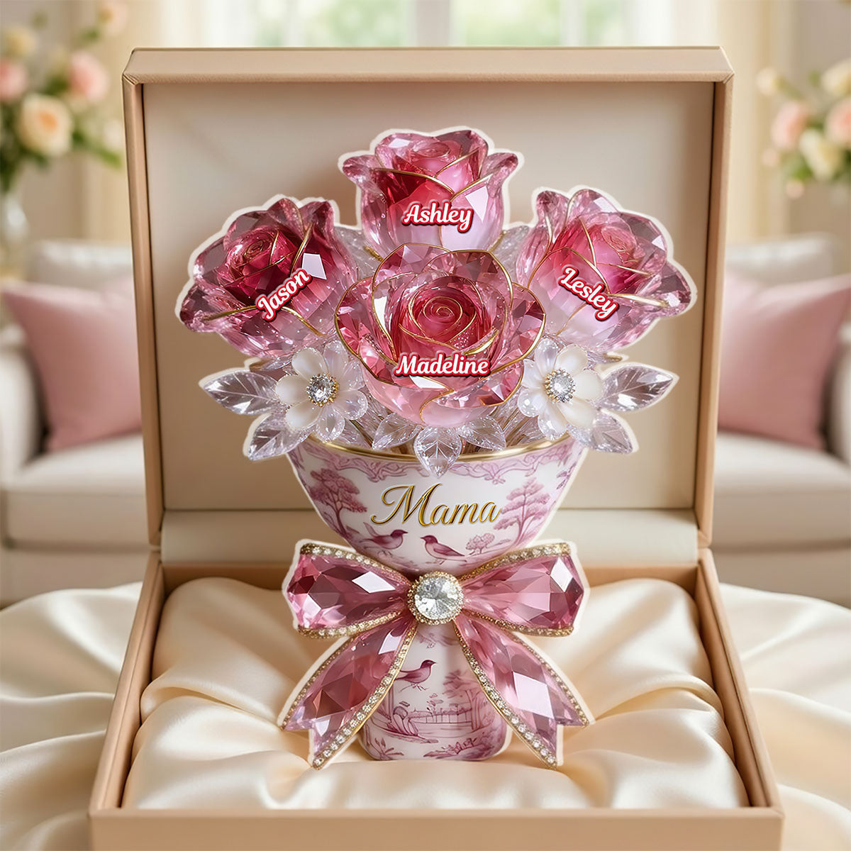 Personalized Flower Bouquet Acrylic Plaque - Gift For Mom/Nana