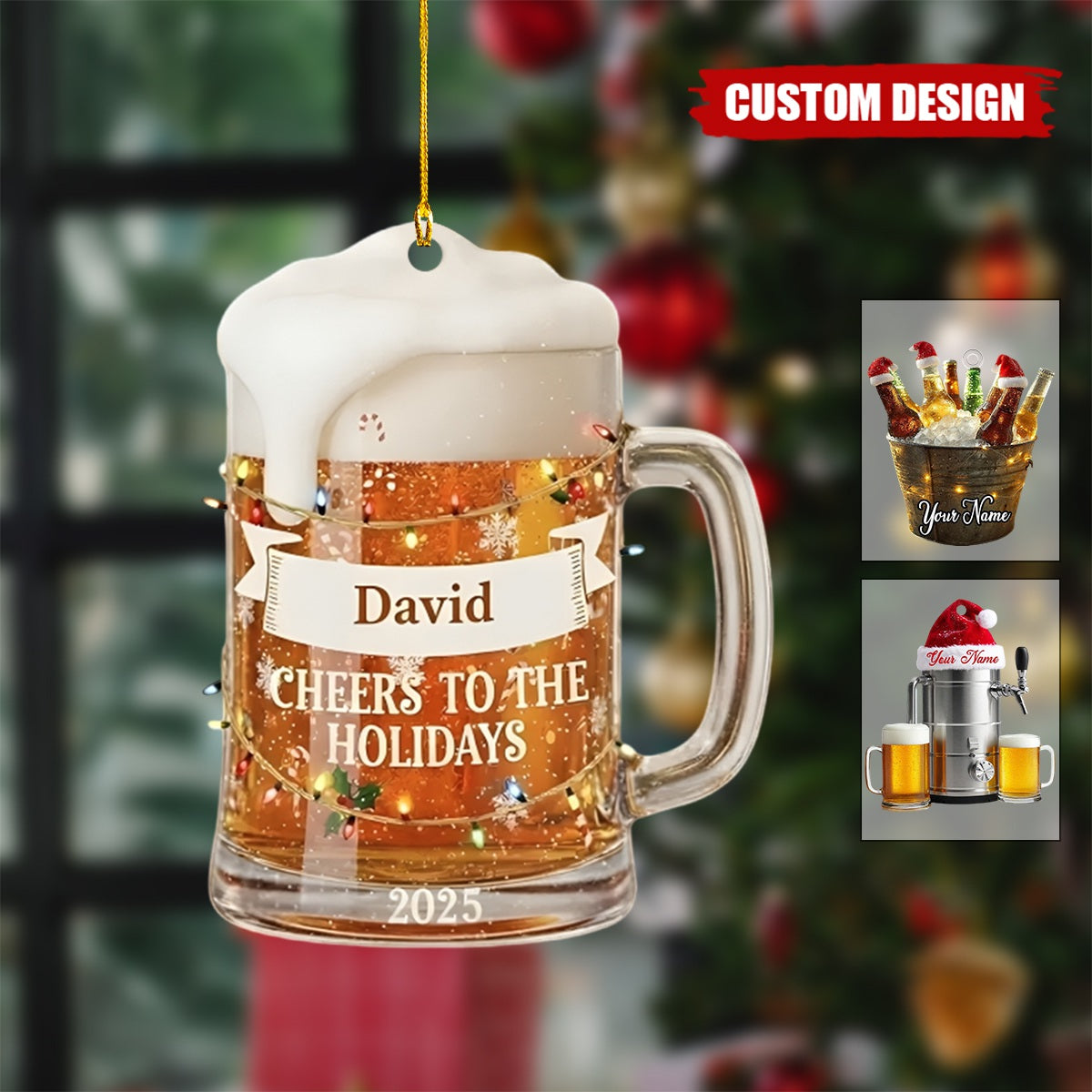 Personalized Beer Christmas Ornament - Unique Holiday  Gift for Beer Lover